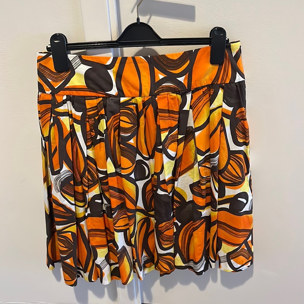 Zara orange yellow brown printed skirt